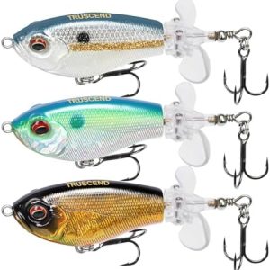 TRUSCEND PoPobait with BKK Hooks, Top Water Plopper Fishing Lures for Bass Walleye Pike Catfish Musky Perch, Floating Lure for Freshwater or Saltwater, Amazing Teasers Fishing Gifts for Family Fishing